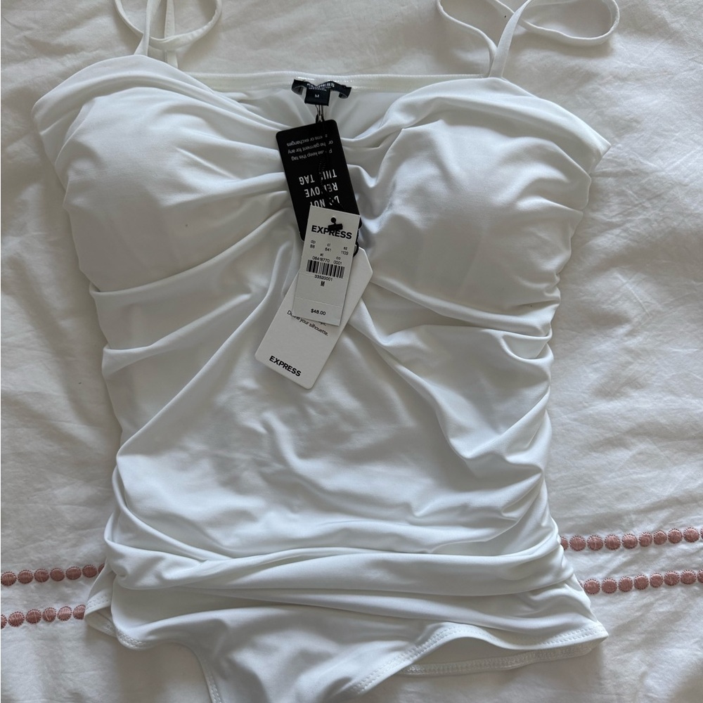 Express White Ruched Body Suit